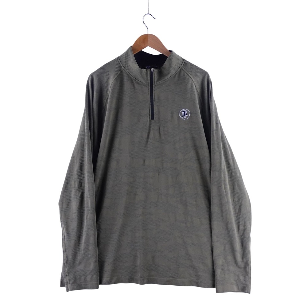 UNRL Barstool Sports Mens 2XL Olive Green Camo Textured Quarter Zip Pullover